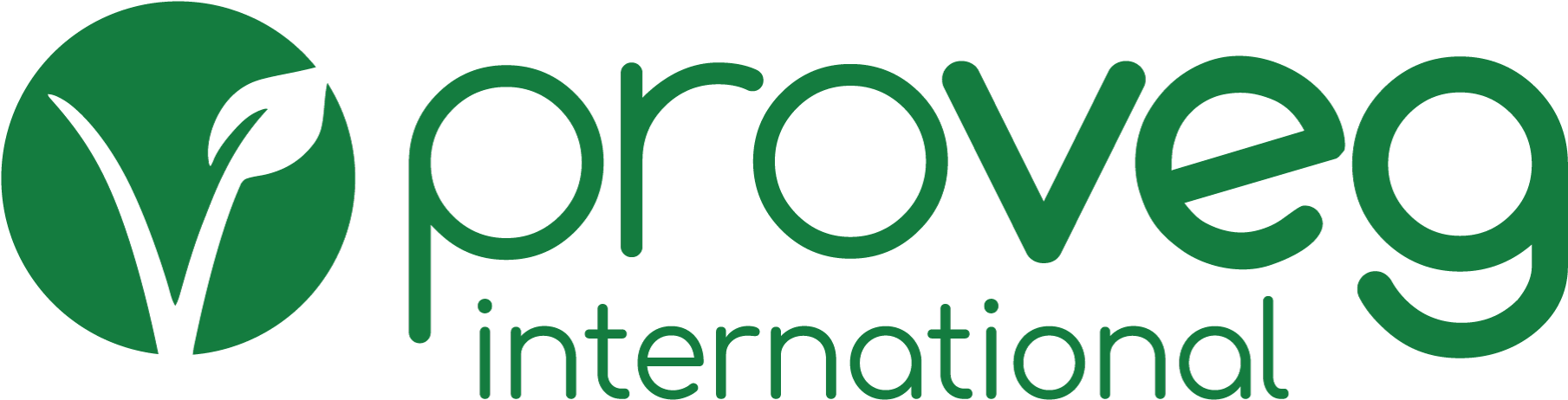 A green logo containing the words proveg international